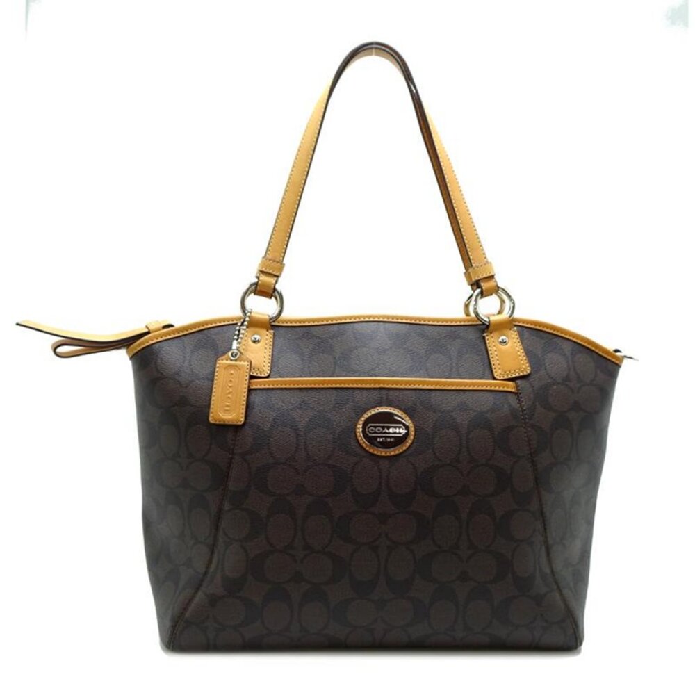 ❌SOLD❌Coach Signature Coated Canvas/Leather Tote Bag